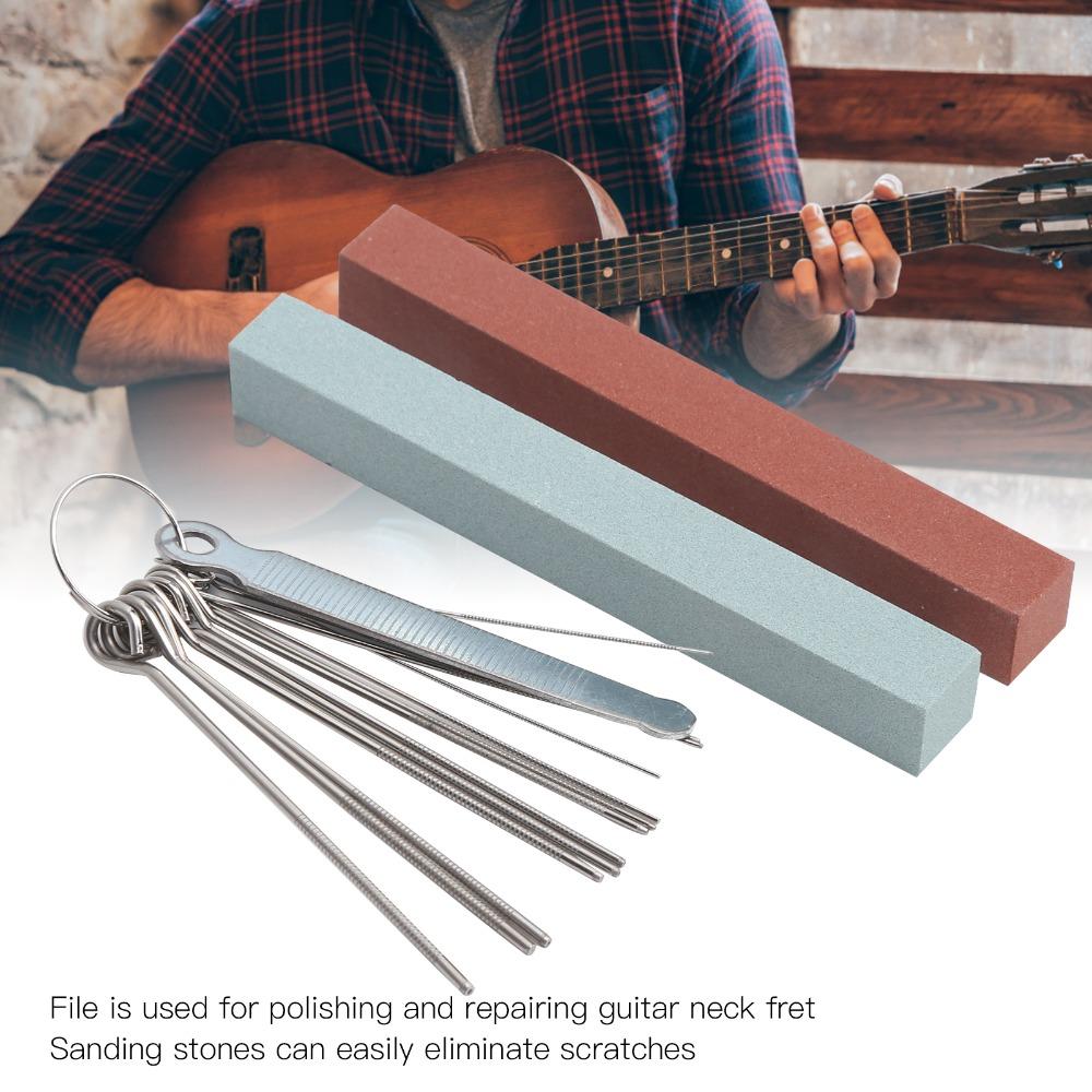 Stainless Steel+Sharpening Stone Guitar Maintenance Kit Multi-color Fret Polishing Tool  For Guitar
