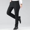 FAPAI Men's High-Elastic Fleece-Lined Straight-Leg Dress Pants