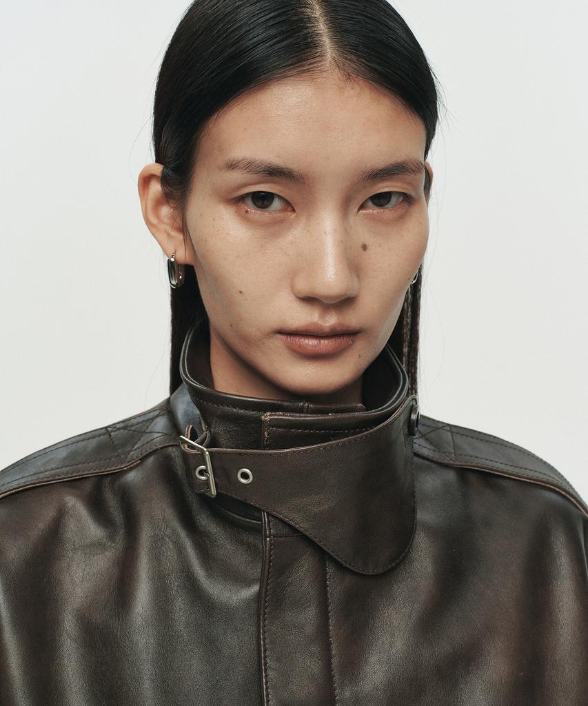 Heute Kain Belted Leather Jacket (Brown)