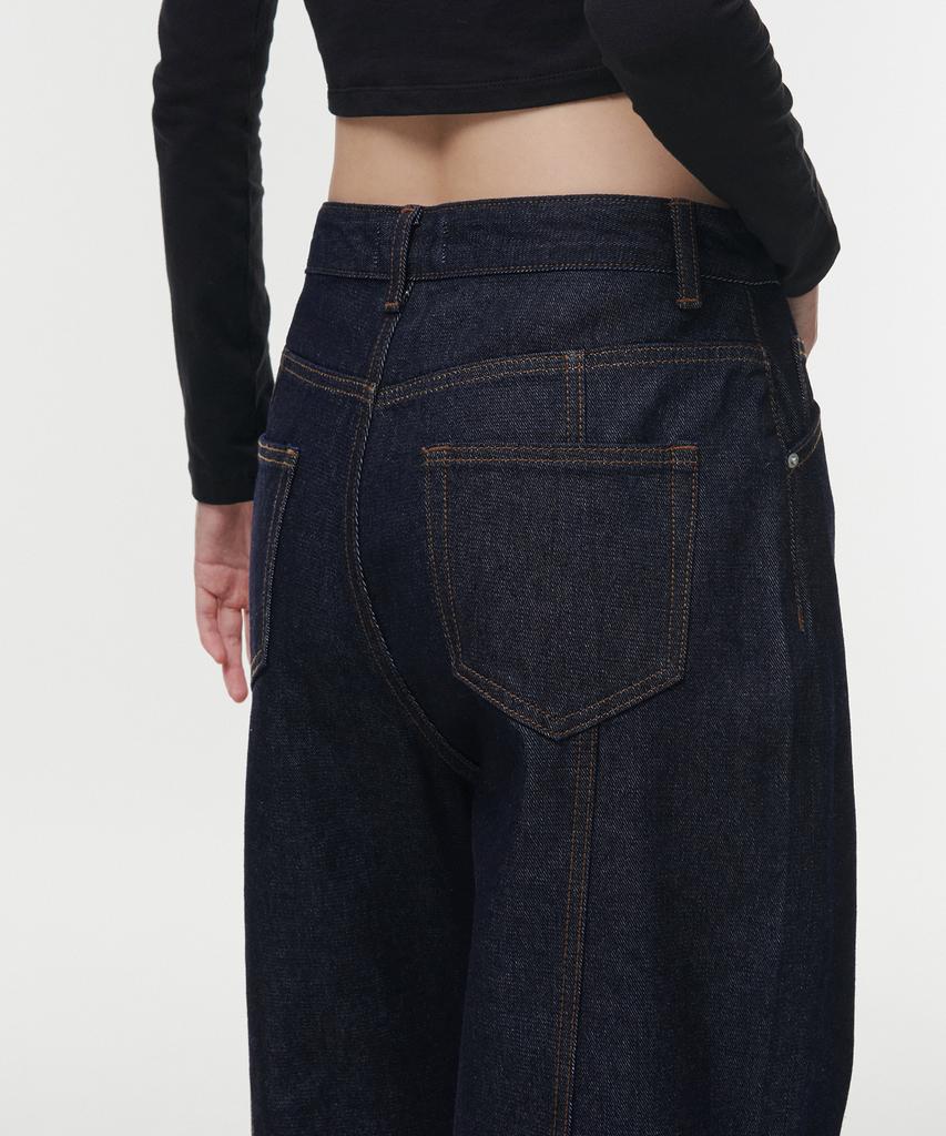 MUSINSA STANDARD WOMAN Women'S Panel Wide Denim Pants [Deep Indigo]