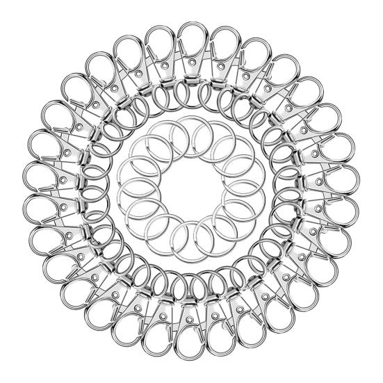 100Pcs/Set Key Chains Metal Lobster Claw Clasp with Key Rings Dog Collars Backpacks DIY Keychain