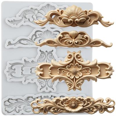Силиконовые формы с барочным бордюром, рельефные формы для цветов, форма для мастики, инструменты для украшения торта, топпер для кексов, форма для конфет, шоколада, гампасты
