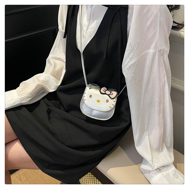 Мини-сумка Hello Kitty для девочек, милый мультяшный кот, сумка через плечо, маленькая квадратная монетница KTB