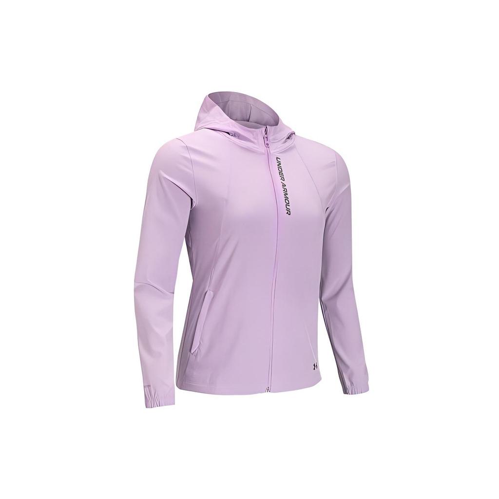 Under Armour Letter Print Casual Hooded Long Sleeve Jacket Women Jackets Purple 1377043-543
