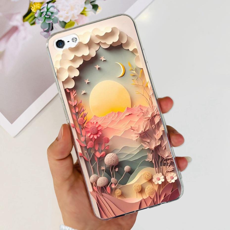 Красивый чехол для телефона с принтом для iPhone 5 5s SE (2016) Мягкая силиконовая ТПУ задняя крышка для iPhone SE 2016 iPhone5 iPhone5s 4.0"