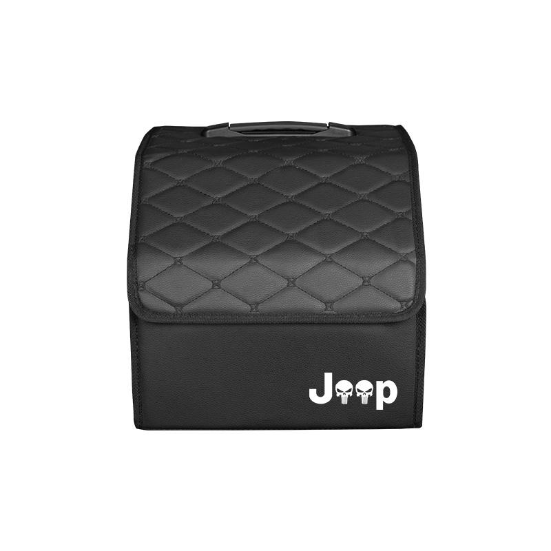 For Jeep Leather Suitcase Car Trunk Organizer Box Foldable Storage Bin For Jeep Grand Cherokee Wrangler JK Gladiator Compass