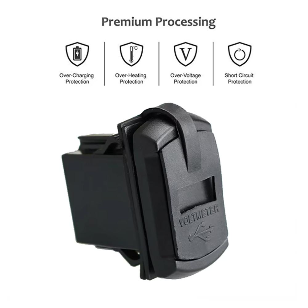 Автомобильное зарядное устройство с двумя USB-портами, адаптер для розетки 4,2 А, светодиодный цифровой вольтметр, водонепроницаемый, пылезащитный, для морской панели переключателей на лодке, автофургоне