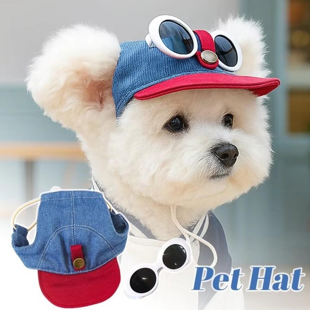Adjustable Dog Visor Hats Denim Cap Dog Sports Hat Pet Sun Protection Hats Outdoor Use