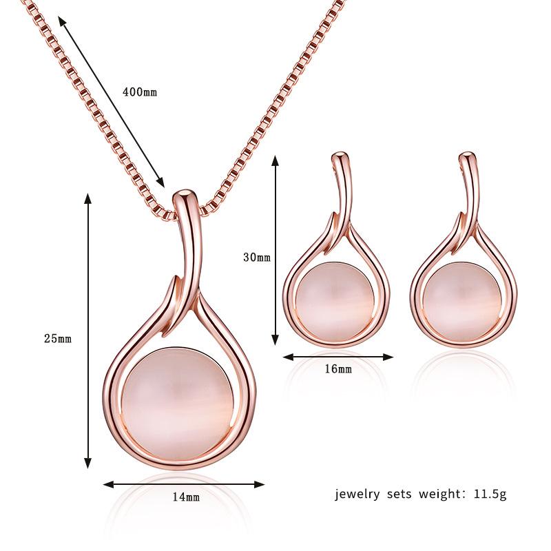 Комплект из колье и серег в европейском и американском стиле «кошачий глаз» — коллекция свадебных украшений