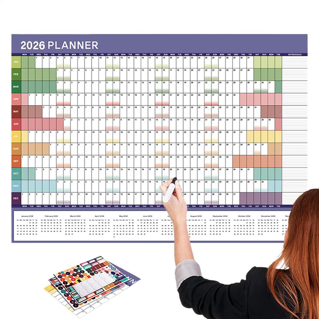 2026 новый год Настенный календарь Ежемесячный планировщик Настенный календарь Многоразовый Органайзер для планирования для работы учебы семьи детей общежития стол