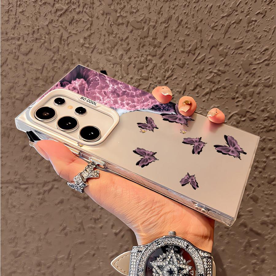 Creative Pink Sea Butterfly Phone Cover Case for Samsung Galaxy S26 S25 Note 20 Ultra S22 Ultra S25Edge S21 S23 S24 FE S20 FE