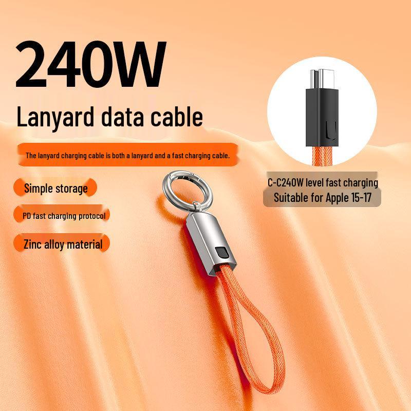 Плетеный кабель данных на брелоке PD240W - Super Fast Charging 48V 5A для устройств Apple и Huawei.