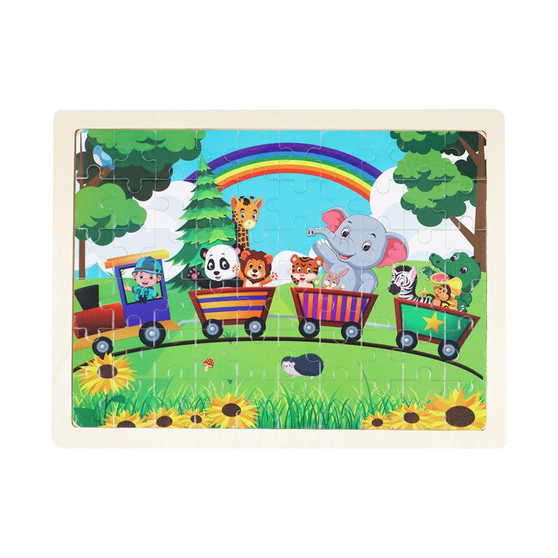 Деревянный пазл из 60 деталей с бревнами, детский мультяшный деревянный пазл с самолетом, развивающие игрушки для раннего развития ребенка