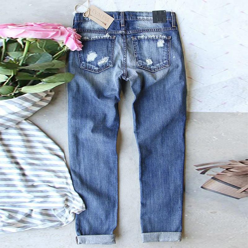 Прямые джинсы женские брюки с рождественским принтом в виде снежинок рваные джинсовые брюки