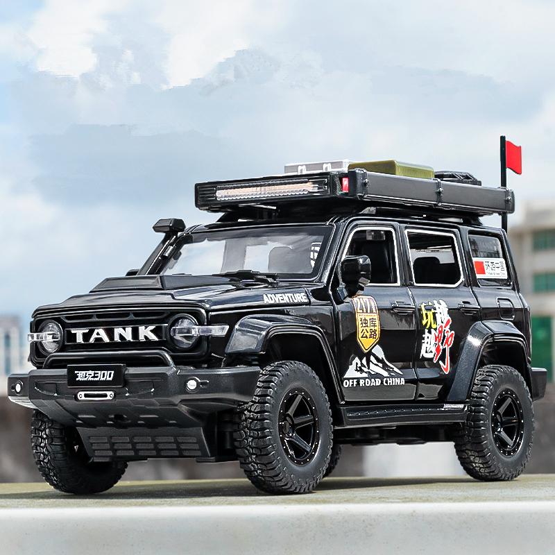 Внедорожная версия 1:24 Tank 300 SUV, модель автомобиля из сплава, литая под давлением металлическая игрушка, внедорожники, модель автомобиля, звук и свет, подарки для детей