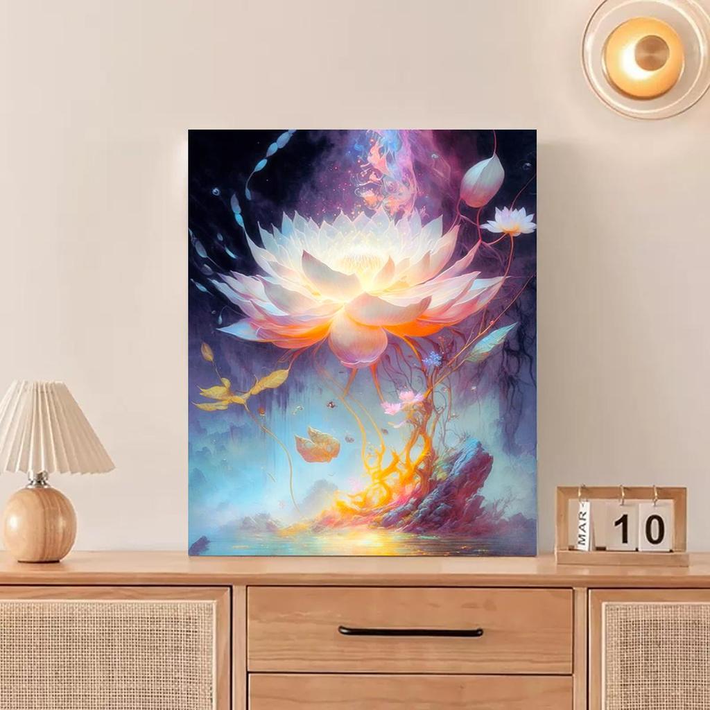 Рамка для рисования лотоса по номерам для взрослых, наборы цветов, краска ручной работы по номерам, стартовый набор для домашнего настенного искусства 40x50 см