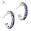 Креативные серьги-кольца с синим фианитом для женщин, модные универсальные украшения для пирсинга ушей