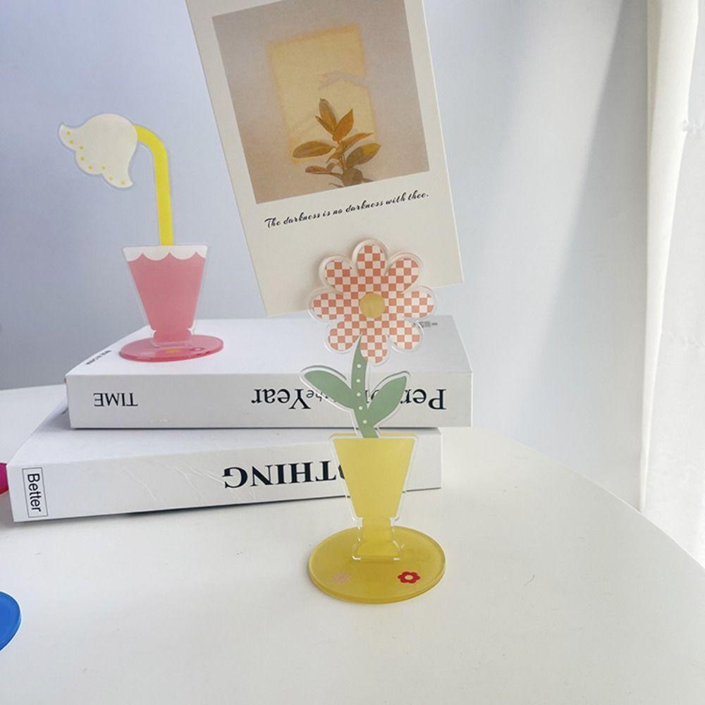 Flower Shape Acrylic Memo Clip Cute Cartoon Cartoon Note Holder  Desk Decorations