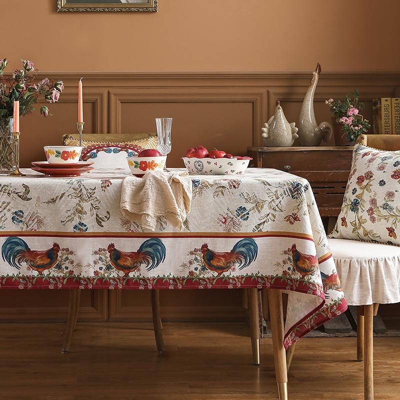 Floral Coffee Table Tablecloth American Pastoral Dining Table Tablecloth Rectangular Round Linen Tablecloth Fireplace Countertop