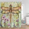 Luxury Gold White Floral Shower Curtain Rose Butterfly Cherry Blossom Modern Art Flower Polyester Fabric Bathroom Curtains Decor