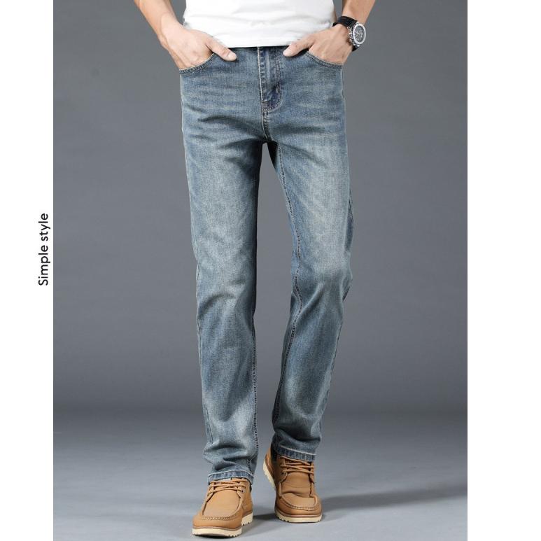 Spring, Summer, Autumn and Winter Men's Straight Leg Youth Stretch Jeans