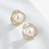 Freshwater Pearl Stud Earrings Femininity Earrings Premium Light Luxury Circle Earrings