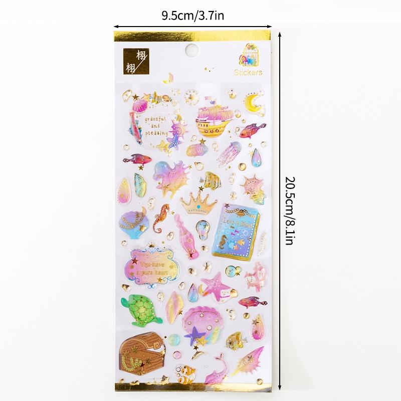 Crystal Drops Glue Stickers 3D Relief Golden Butterfly Sticker Diy Scrapbook Diary Mobile Phone Case Paster Decals Stickers