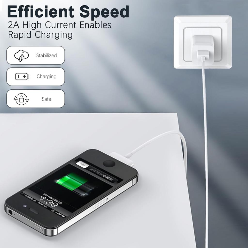 iPhone 4s Cable USB Sync and Charging Cable for iPhone 4 4s 3G 3GS iPad 1 2 3 iPod Touch Nano 30 Pin Charger Cord Dock Adapter Data 3.3 Feet (White)