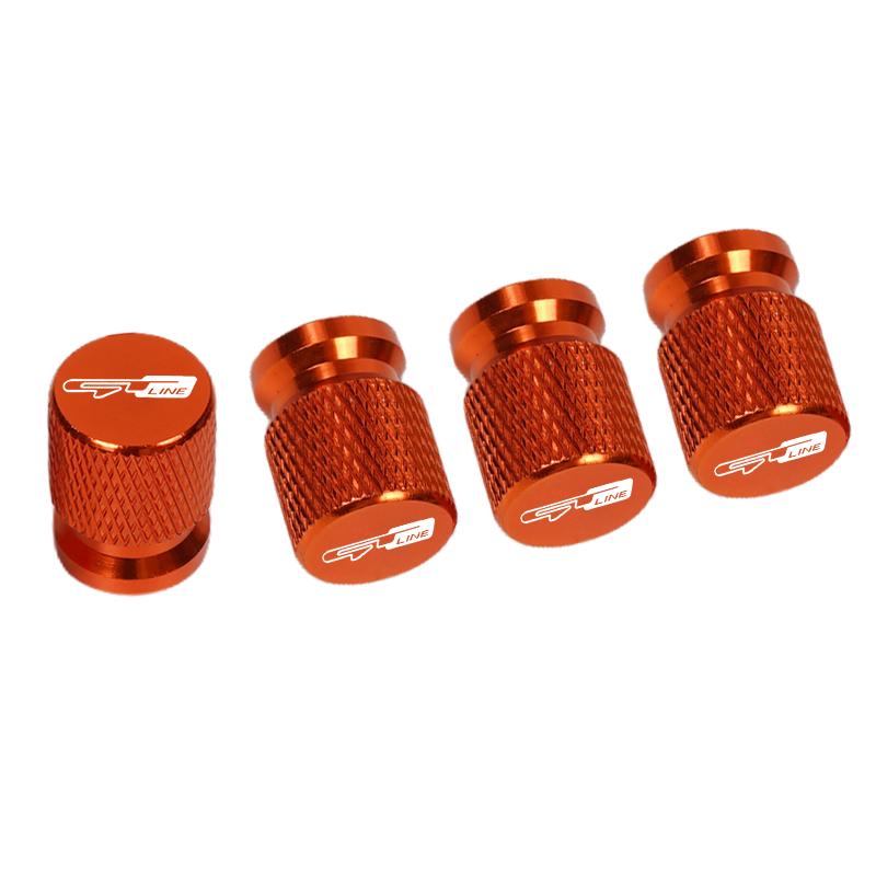 AABJC1 4pcs Car CNC Aluminum Tire Valve Air Port Stem Cover Caps For Kia GT Line Sportage Ceed Picanto K5 K3 Stonic Accessories