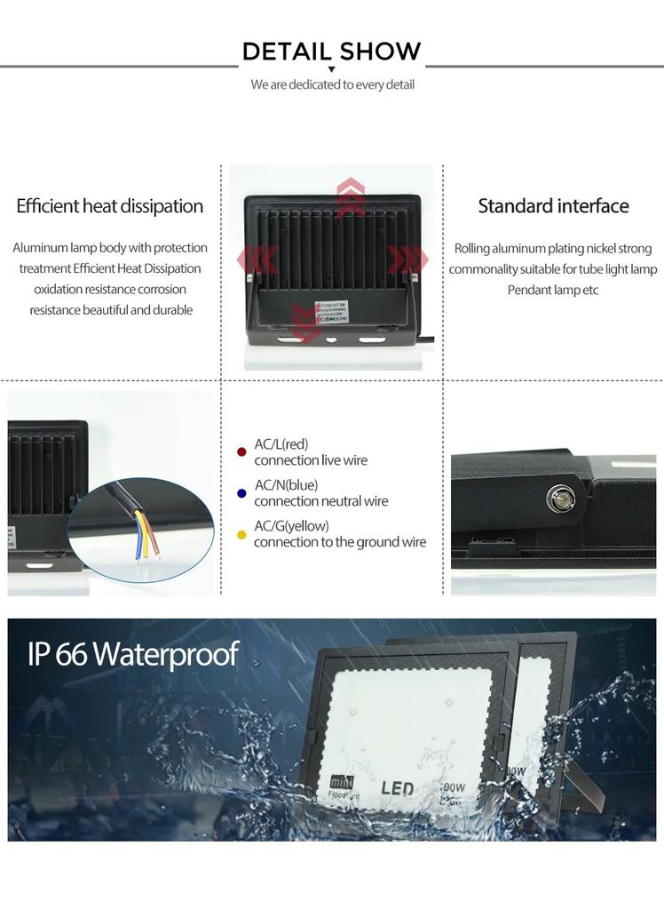 Outdoor Led Spotlight LED FloodLight PIR Motion Sensor 10W 20W 30W 50W 100W IP66 Waterproof Outdoor Garden Lighting Street Light