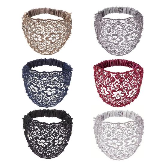 4 шт. Женская повязка на голову с цветочным кружевом, полым дизайном, искусственным жемчугом, обруч для волос, бохо-стиль, широкие эластичные аксессуары для волос