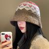 Ретро Жаккардовая Вязаная Панама Осень Зима Корейская Теплая Повседневная Шляпа-Ведро Для Женщин