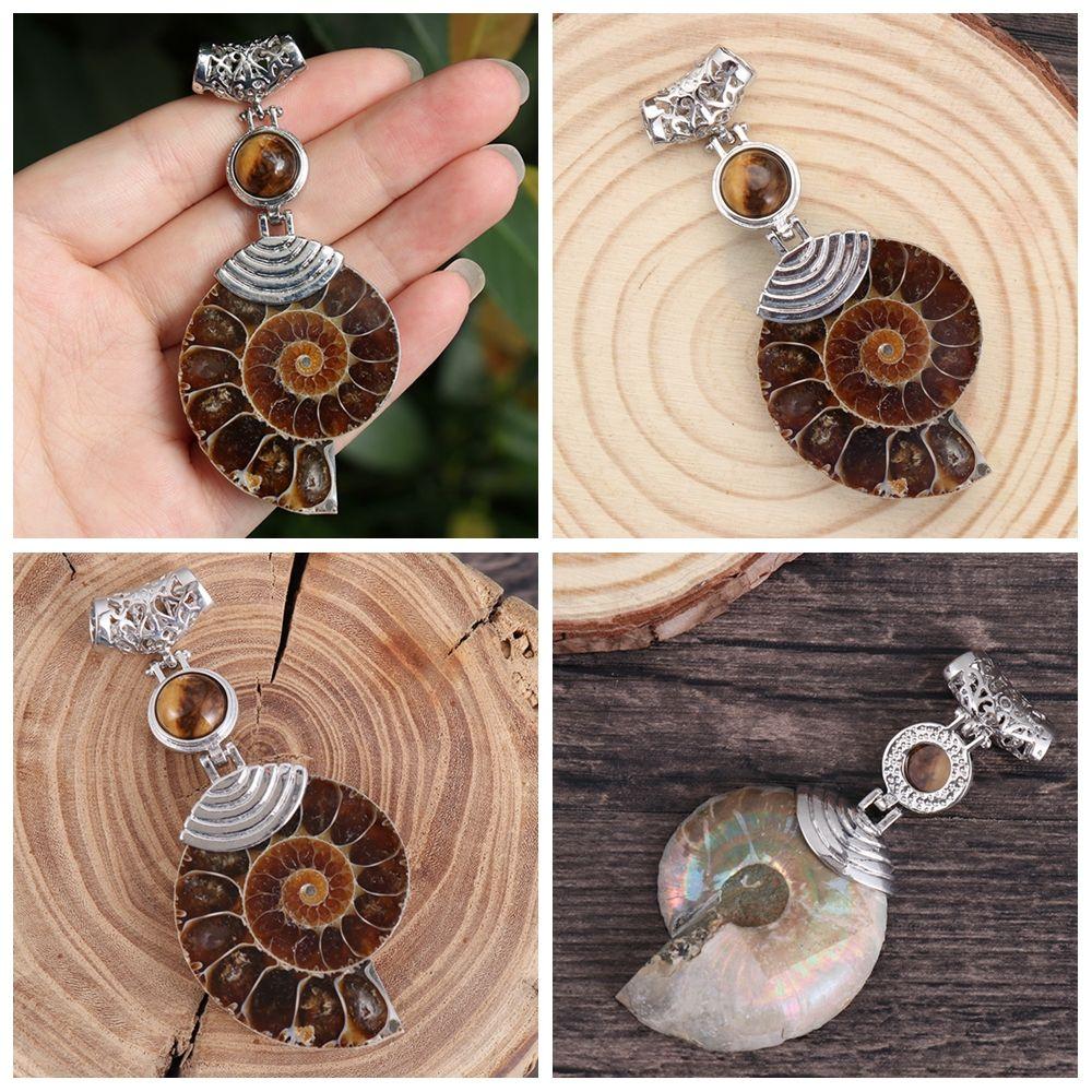 Stone Beads Natural Spiral Pattern Ammonite Fossil Stone Pendant Cabochon Conch Shell Stone Pendant