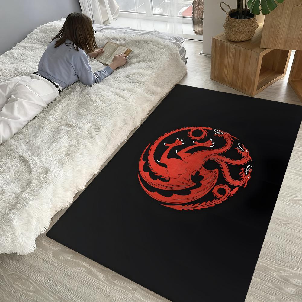 House Targaryen logo Floor Mat Soft Thickened Absorbent Non-Slip Bedroom Living Room Door Mat Home Decor Flannel Rugs