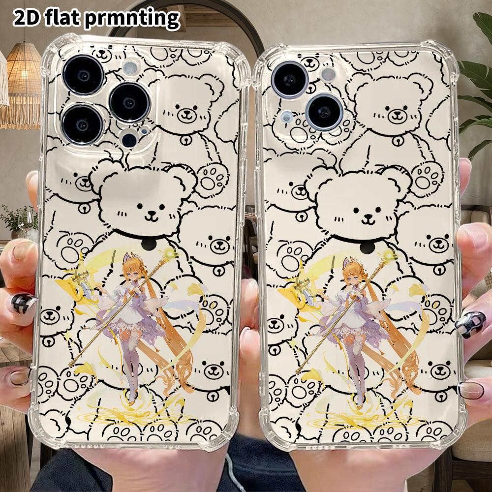 Phone Case: 2D flat, fits iPhone 18 17 16 15 14 13 Pro, transparent four corner protection, girl with white dress and magic wand, Christmas and Hallow