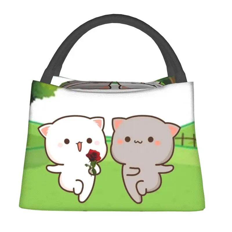 Индивидуальный романтический персиковый и гома моти кошка сумка для обеда женская сумка-холодильник термоизолированный ланч-бокс для офисных поездок