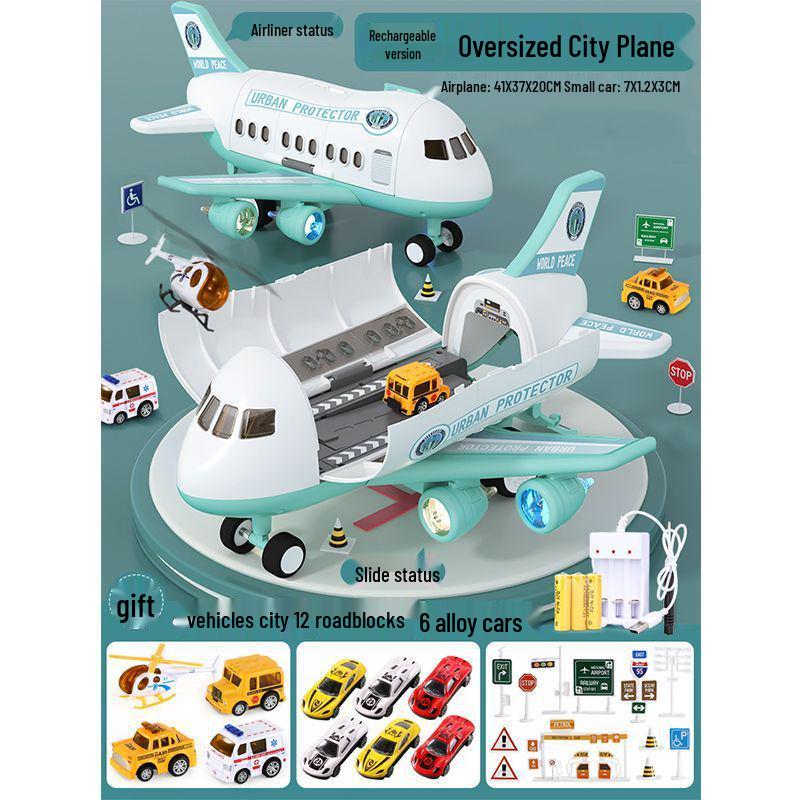 Extra Large Transforming Airplane Toy with Music and Storage Features for Kids