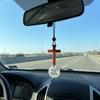 Handmade NFC Bible Cross Pendant Wooden Cross Car Mirror Hanging  Jewelry Gift