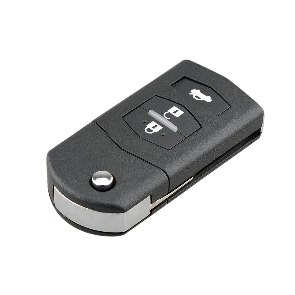 Корпус дистанционного ключа автомобиля, 3 кнопки, складной чехол для ключа, пустая крышка, замена для Mazda 2 3 5 6 RX8 MX5, черный 68x34x17 мм