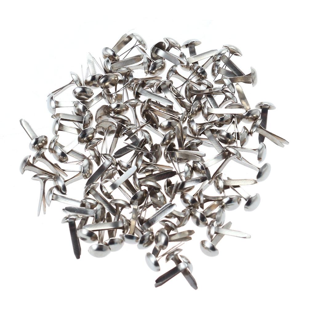 100Pcs Mini Brads Small Round Pastel Colors Metal Brad for Scrapbooking Crafting Photo Attachment Ribbon Fixing 5.5x11mm