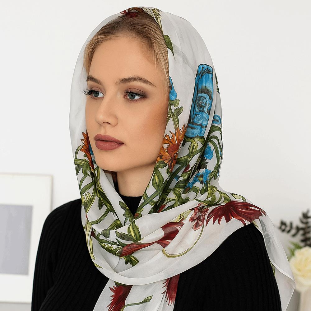 Sun-Resistant Silk Scarf Breathable Long Wraps Portable Beach Shawl for Women