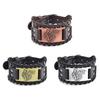Мужской браслет, регулируемый широкий мягкий плетеный браслет из искусственной кожи в стиле ретро, ​​браслет-манжета с головой животного