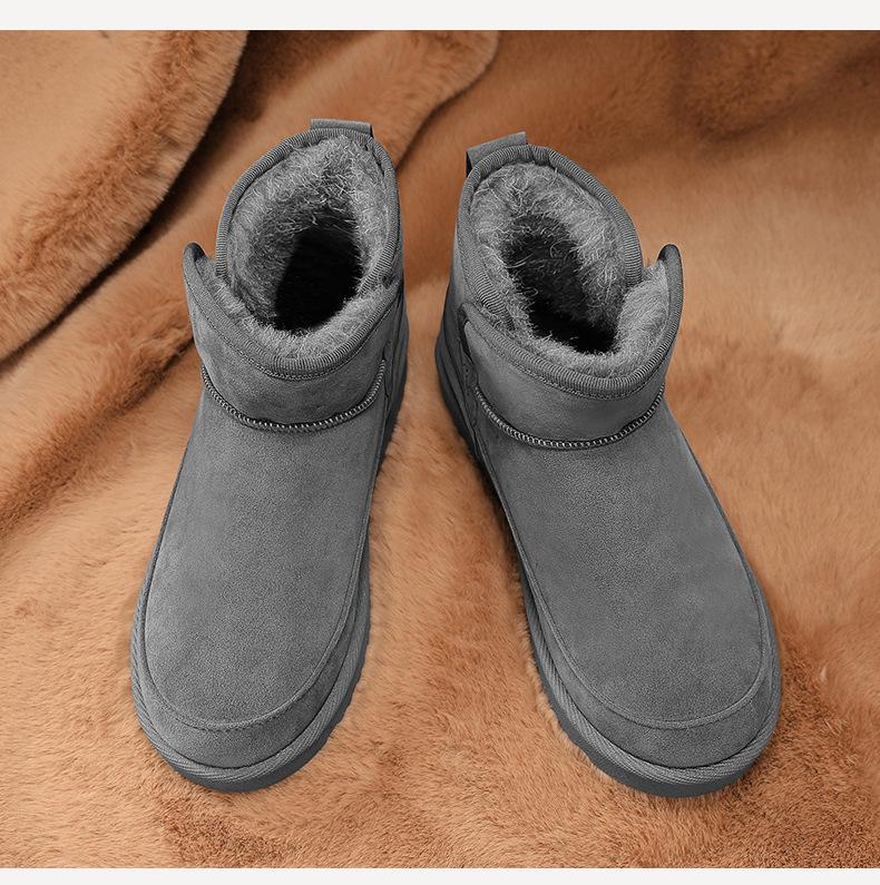Зимняя новая обувь для мужчин, меховые сапоги, модная замшевая кожа, теплая плюшевая повседневная обувь, зимние сапоги для улицы