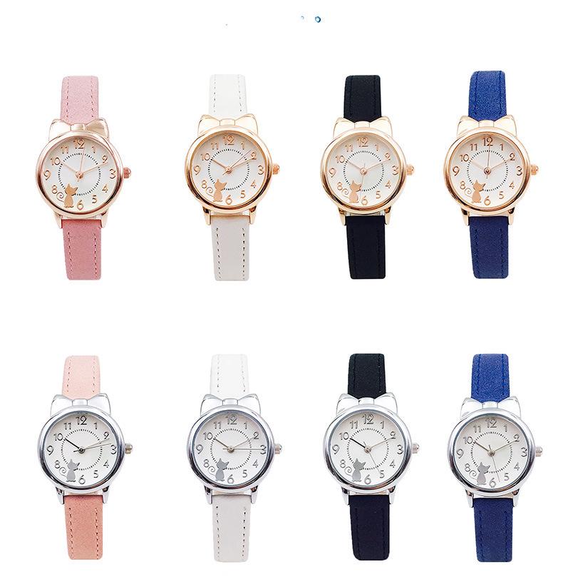 Korean Style Cute Cat Children's Waterproof Quartz Watch for Girls