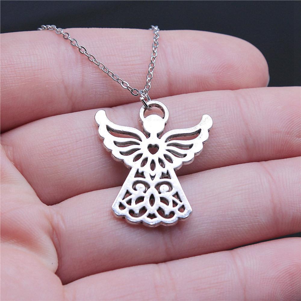 Ожерелье с крыльями ангела в форме персикового сердца, 40 см, короткая цепочка, украшения для девочек, День отца, кавайные материалы