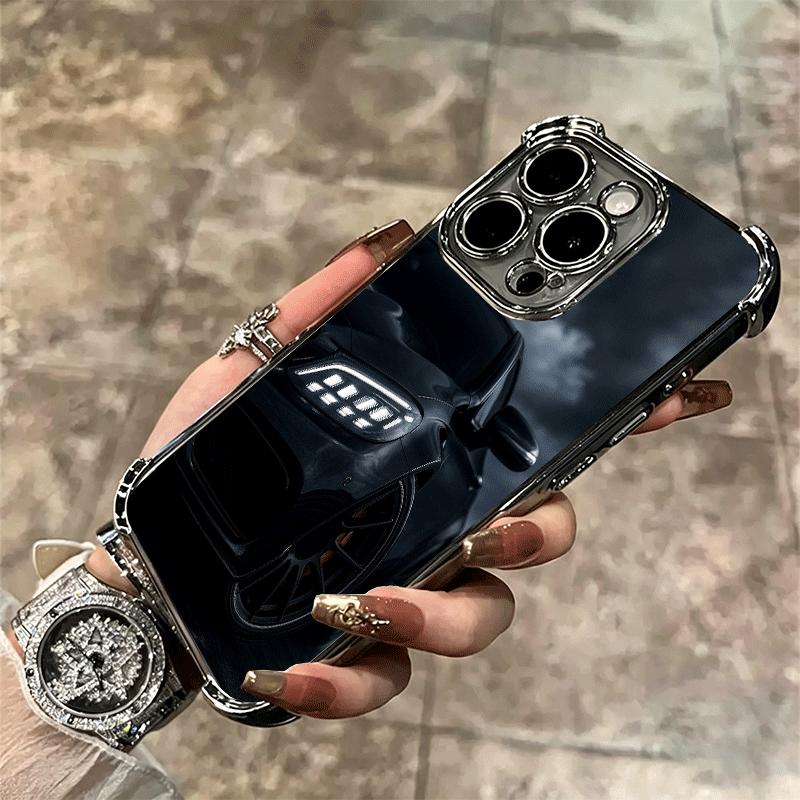 Sports Car Cool Taillight Plating Phone Case For Iphone 16 17 Pro Max Air 16E 14 15 Plus 12 13 Mini Anti-Fall Airabag Cover