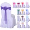 10pcs Spandex Chair Sashes Elastic Chair Back Flower Bow Tie Wedding Chair Knot for Wedding Party Decoration Hotel Supplies