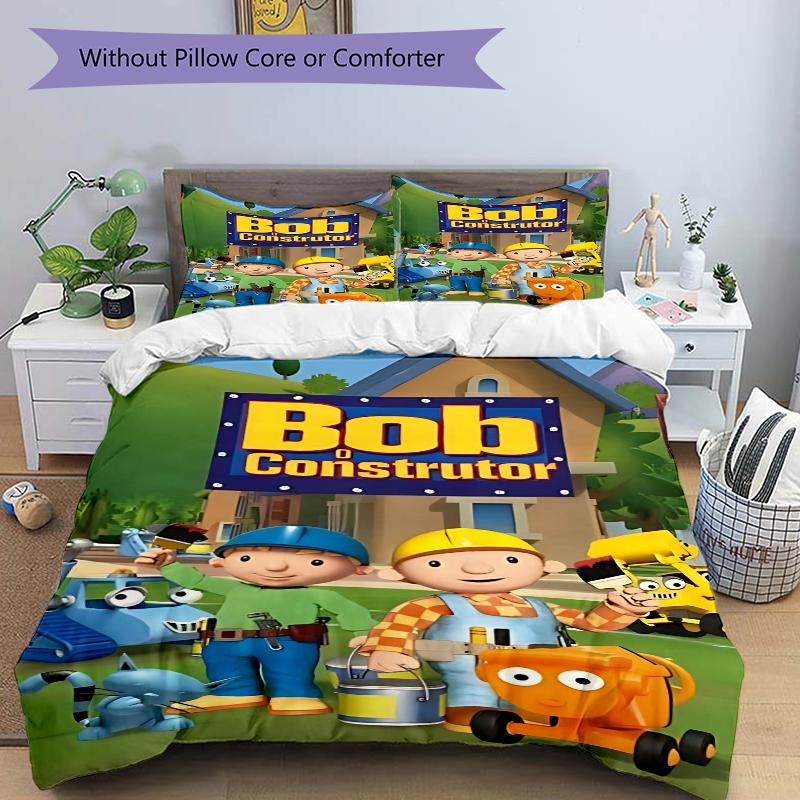 3Pcs Bob Constructor'S Adventure Bedding Set Quilt Cover Pillowcase Home Christmas Xmas Halloween Gift 1 Duvet Cover 2 Pillowcase M929319