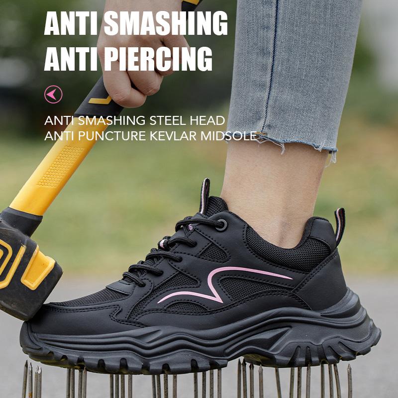 Safety Shoes Women Work Sneakers Structured Shoes Pneumatic-Proof Protective Shoes Work Boots Steel Toe Female Platform Shoes