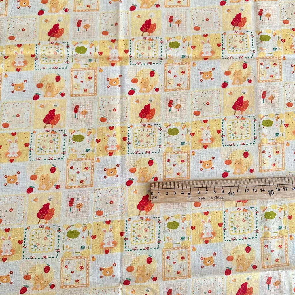 100% Cotton Digital Print Korean Style Cartoon Animal & Floral Fabric for Women's Clothing, Children's Wear, Family Outfits, Homewear & DIY Projects